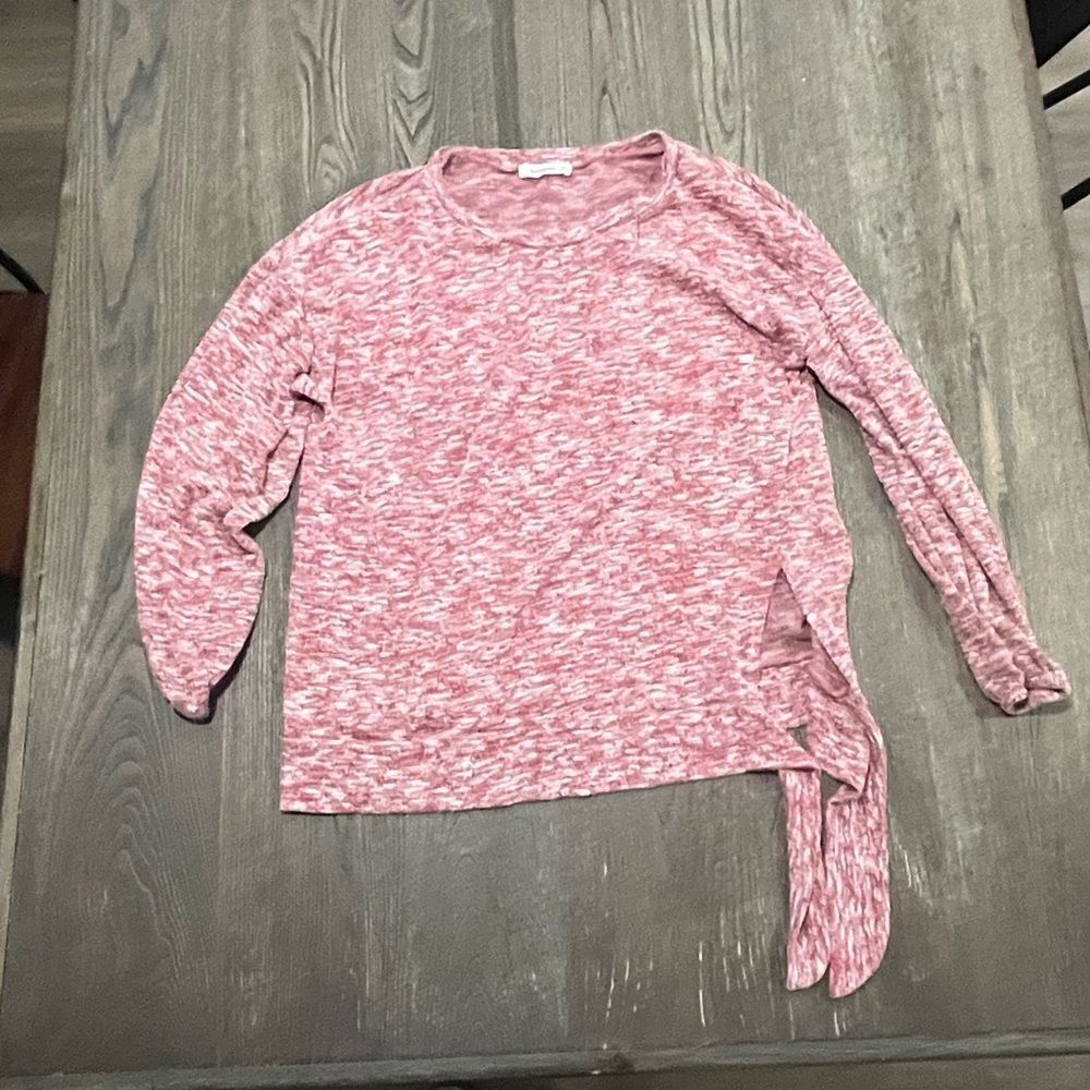 Bluheaven Sweater Knitted Pullover Long Sleeve Tie Side Pink/White Size S